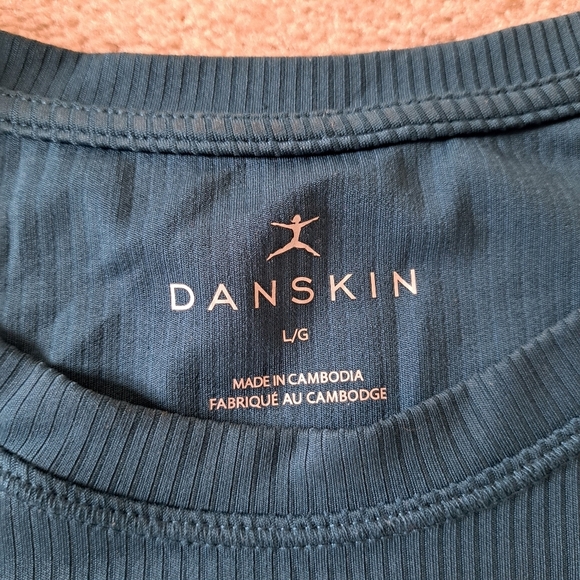 Danskin Active Top Ribbed Women's Large Blue Long Sleeved Crewneck Tee - Picture 8 of 16